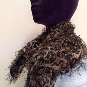 vintage 80s NWOT eyelash fringe leopard print fuzzy scarf